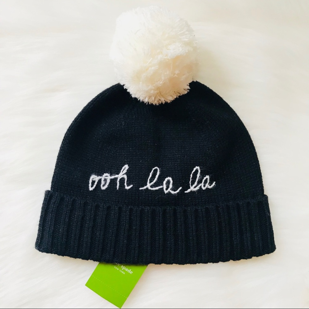 KATE SPADE OOH LA LA BLACK BEANIE